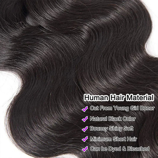 Body Wave Human Hair Bundles 12A Raw Virgin 100% Unprocessed Weave Human Hair Extensions 1 3 4 Bundles Deals Natural Color