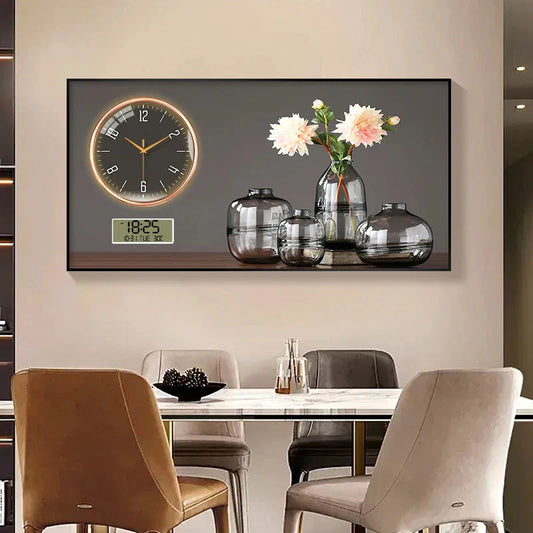 Large Size Aluminum alloy framed Artwork Wall Clock, Luxurious Muted Quartz Clock for Home Decor,living Room,bed Room Décor