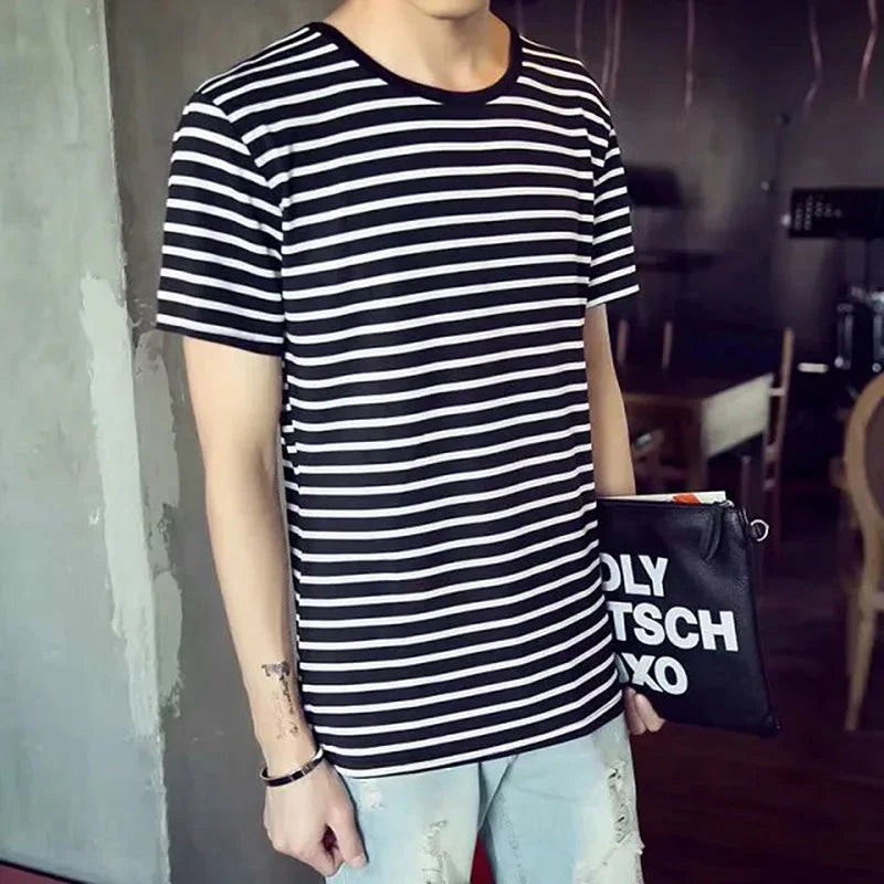 MRMT 2026 Brand New Mens T-Shirts Striped Men T Shirt Short-Sleeved Man Stripe T-shirt For Male Clothing Round-Collar Tops Tees