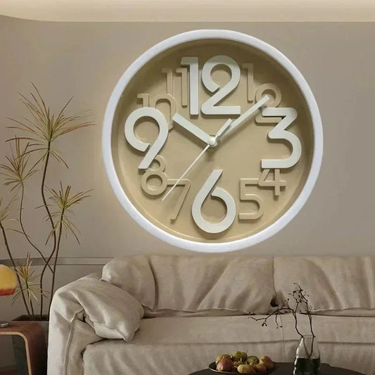 Children's Study Non-Ticking Wall Clock Luxury Silent Battery Operated Round Wall Clock for Modern Simple Style Home Decor