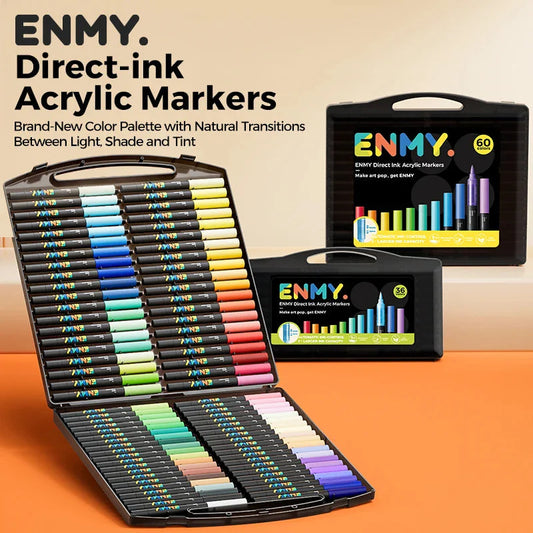 ENMY Acrylic Paint Markers Pen Soft Head Direct Liquid Graffiti Painting QuickDry Pigments Art Supplies for Felt