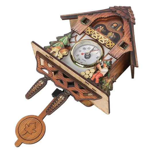 Forest Tower Wood Pendulum Vintage Clocks Vintage Silent Wood Wall Clock Realistic Pattern Wooden 3D Chiming Clock