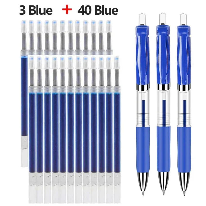 43 PCS Gel Pens & Refills Set Stationery Kawaii writing pen Black/red/blue ink 0.5 mm blue ballpoint pen Office school supplies