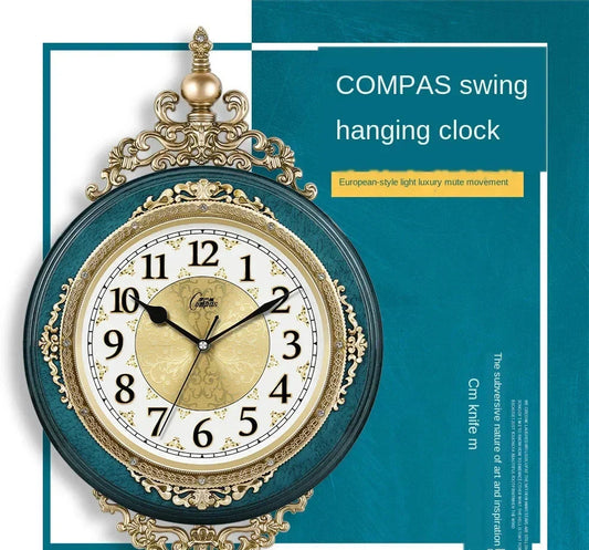 Retro European Style Wall Clock Watch Living Room Mute Pendulum Clock Elegant Taste Family Gift Art Decoration