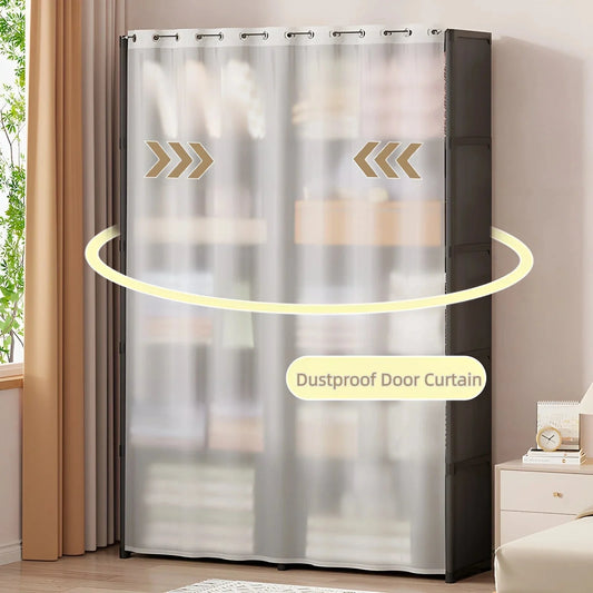 6 Layers Simple Wardrobe Portable Clothes Toys Organizer Dustproof Double Row High Capacity Partition Bookshelf Bedroom Cabinet
