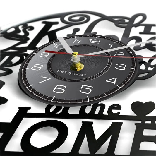 The Kitchen The Heart Of The Home Inspired Vinyl Record Clock Modern Design Vinyl Wall Watch Kitchen Decor Noiseless Timepieces