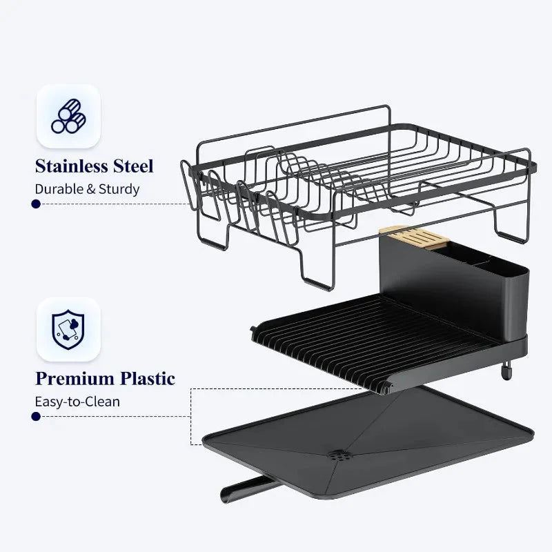 Dish Rack, Multifunctional Dish Rack for Kitchen Counter, Anti-Rust Drying Dish Rack