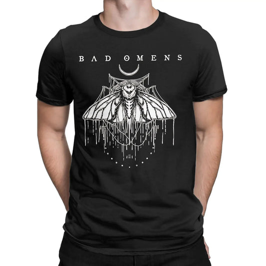 Men's T-Shirts Bad Omens Moth Casual 100% Cotton Tee Shirt Short Sleeve T Shirt Round Collar Tops Big Size