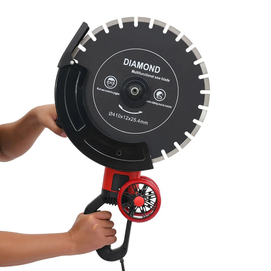 16In 4000W Electric Concrete Saw Brick Cutter Circular Saw Wall Slotting Groving with Saw Blade and Rolling Pulley 3000RPM