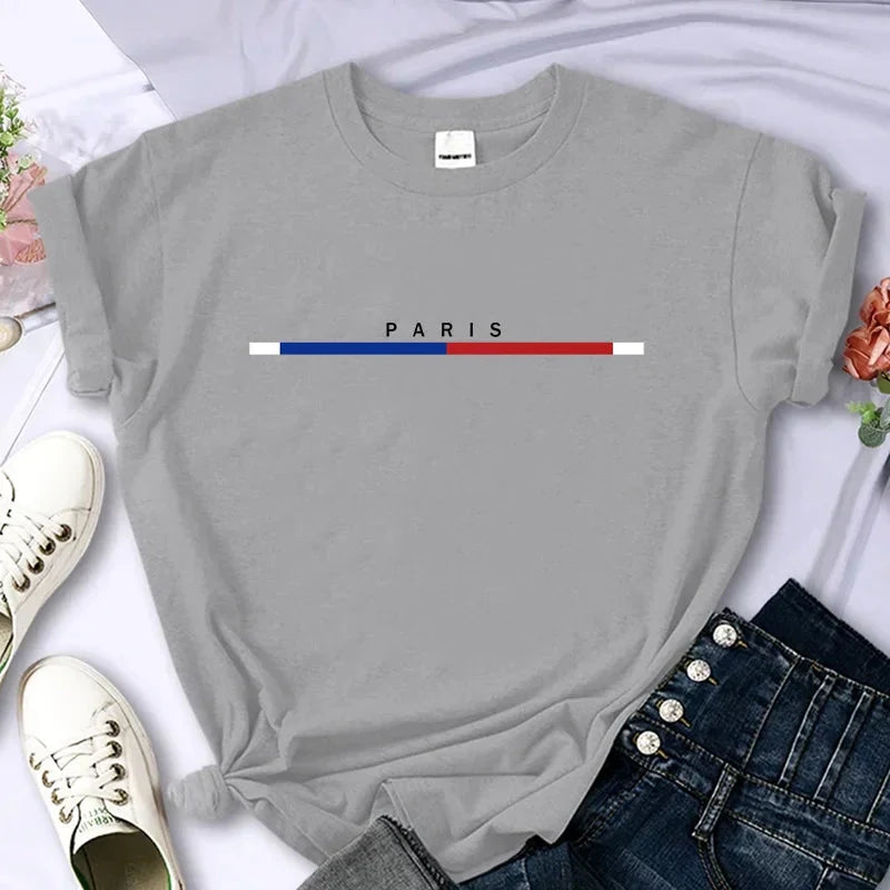 Luxury Brand Paris For Women's High-Quality Summer Printing T-shirt 100% Cotton Casual Oversized Y2k Personality Sleeve O-neck