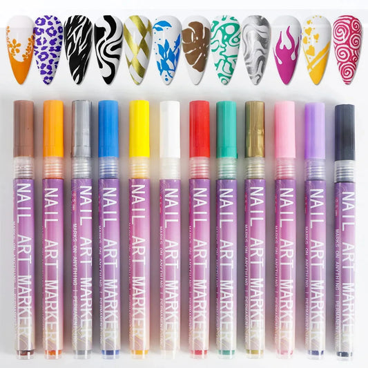 Nail Art Graffiti Pen Nail Acrylic Paint Pen Waterproof Painting Lines Pencil DIY Drawing Abstract Design Nail Accessories