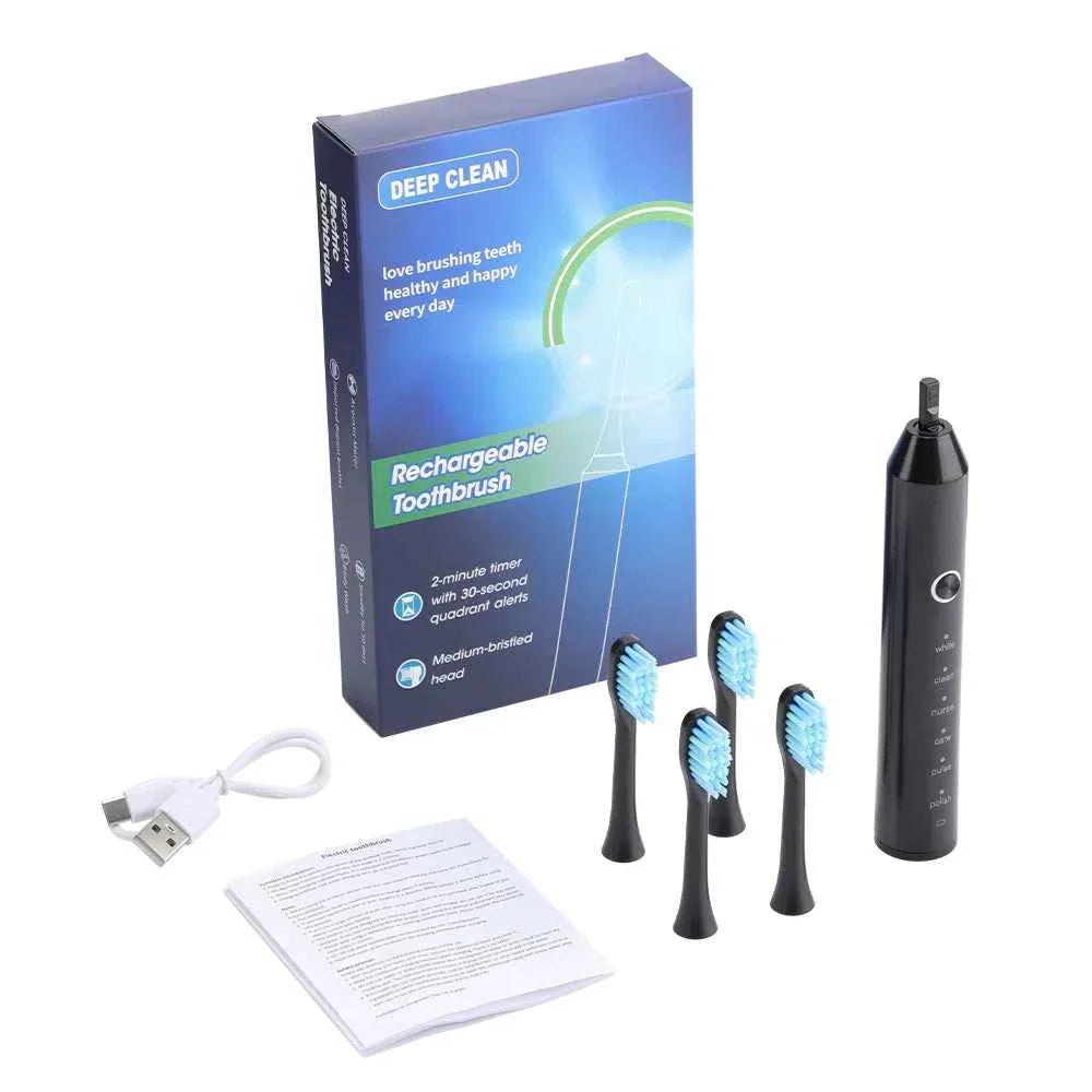 Sonic Electric Adult Toothbrush Rechargeable for Adult Smart Timer Whitening Toothbrush With 4 Replacement Brush Heads 6 Modes