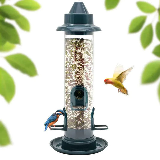 Hanging Wild Bird Feeder Outdoor Pet Food Dispenser Multiple Holes Bird Feeder Automatic Foot Feeding Tool for Flying Animals