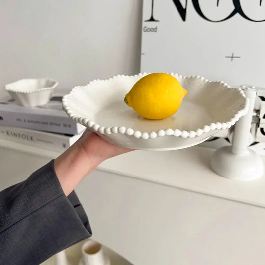 Ceramic Pearl Plates & Bowls Set - Practical Breakfast Tableware, Perfect for Modern Home Dining & Daily Use