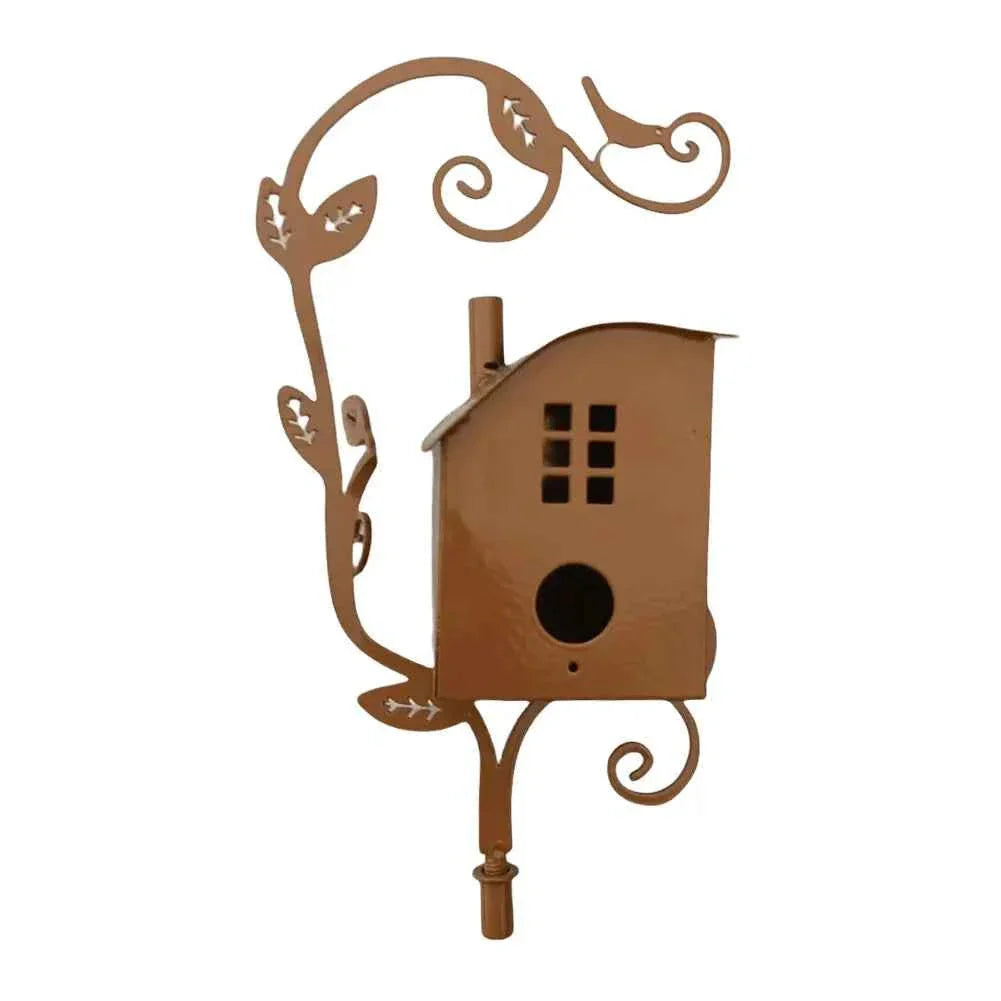 Garden Outdoor Metal Birdhouse Decoration Bird Houses for Outside with Pole Bird House Pole for Garden Yard Decoration