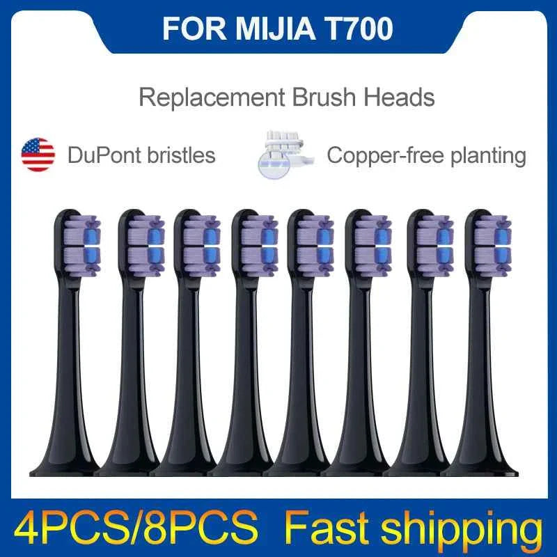 4/8PCS Replacement Brush Heads For XIAOMI MIJIA T700 Sonic Electric Toothbrush Dupont Bristle with Caps Sealed Pack