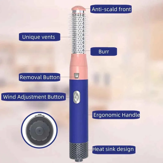 5-in-1 Negative Ion Automatic Curling Iron Multifunction Convenient Hair Dryer Volume Straight Hot Air Comb Curly Girl Method