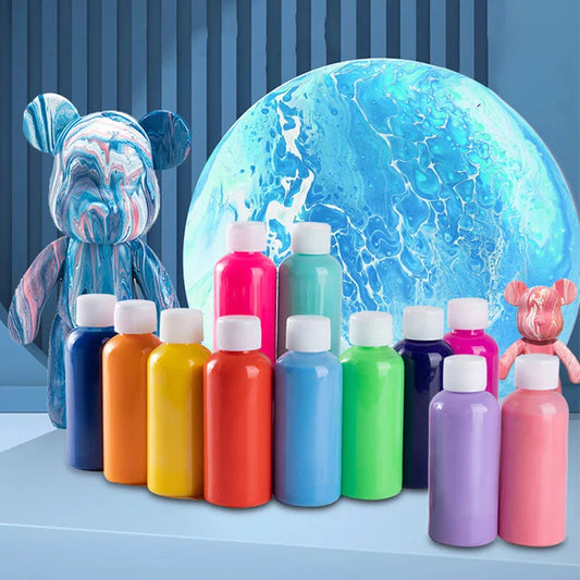 60ml/bottle acrylic paint 24Colors DIY Handmade Graffiti Bearbrick Statue Coloring Pigment Professional Paint Liquid Art Supplie