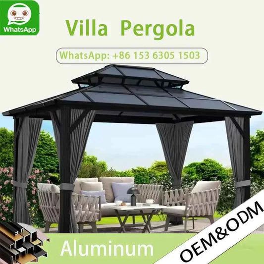 OneAlu Mobile Garden Gazebo - Aluminum Patio Pergola with Retractable Awning