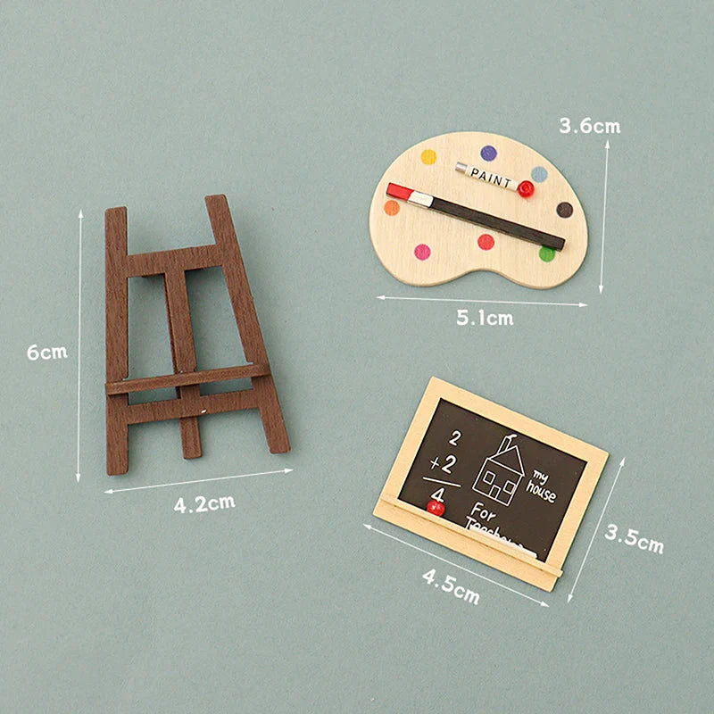 1/12 Dollhouse Draw Room Art Supplies Decoration Dolls House Accessories Mini Pigment Tube Paint Brush Palette Model Dollhouse