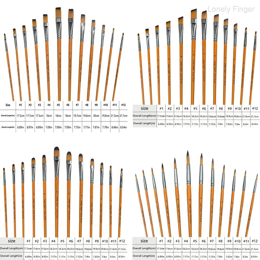 Paint Brush Set 12/48pcs Synthetic Hair for Acrylic Painting Watercolor Painting Gouache Ink Craft and Detail Painting