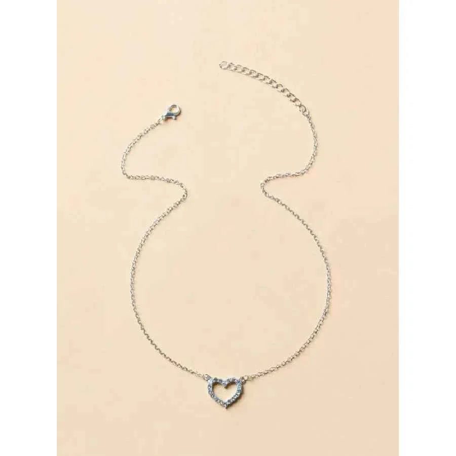 Elegant Rhinestone Heart Shaped Design Pendant Necklace for Women, Stainless Steel Jewelry for Gift, Fashionable Accessories for