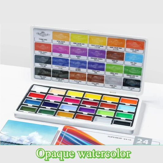 24-color Opaque Semi-dry Solid Watercolor Paints Suitable DIY Painting Graffiti Coloring Portable Outdoor Watercolor Paints
