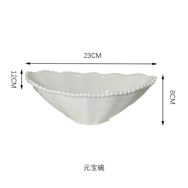 Ceramic Pearl Plates & Bowls Set - Practical Breakfast Tableware, Perfect for Modern Home Dining & Daily Use
