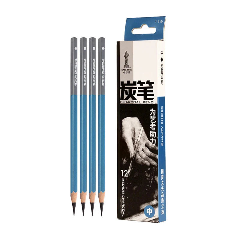 Master Specialized Sketch Charcoal,Hard, Neutral, Soft Refills,Drawing Pencils,Art Student Fine Arts Supplies 12 pcs Box TB-01
