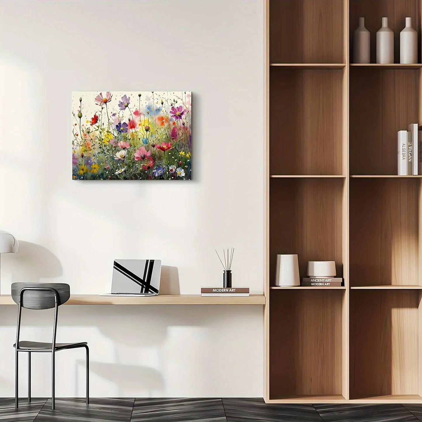 Vibrant Floral Canvas Wall Art - 11.8x15.7in Framed Decor for Home & Office, Perfect Gift for Any Room