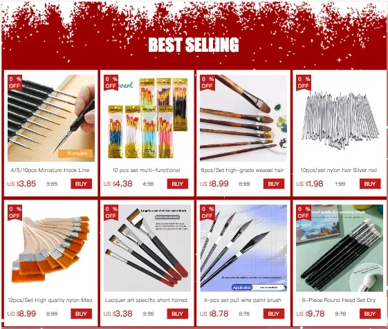 6pcs/Set pig's bristles oil paint brush artists gouache acrylic paints paintbrush art supplies dotting pen art brush stationery