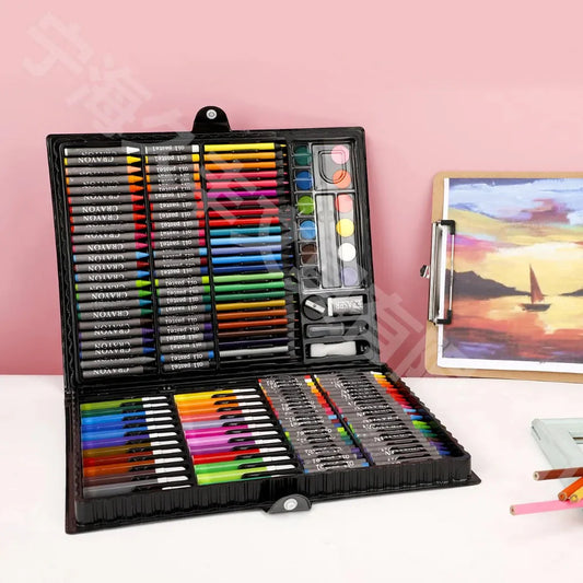 168pcs Office School Supplies Art drawing Set Oil Pastels Watercolor Markers Kids Painting Kit for Children Students School Gift