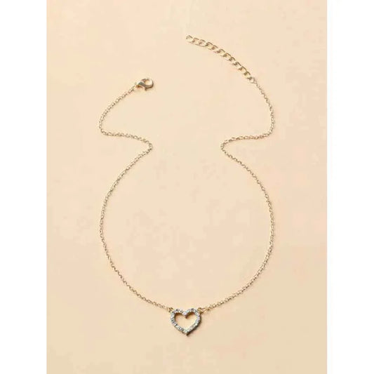 Elegant Rhinestone Heart Shaped Design Pendant Necklace for Women, Stainless Steel Jewelry for Gift, Fashionable Accessories for