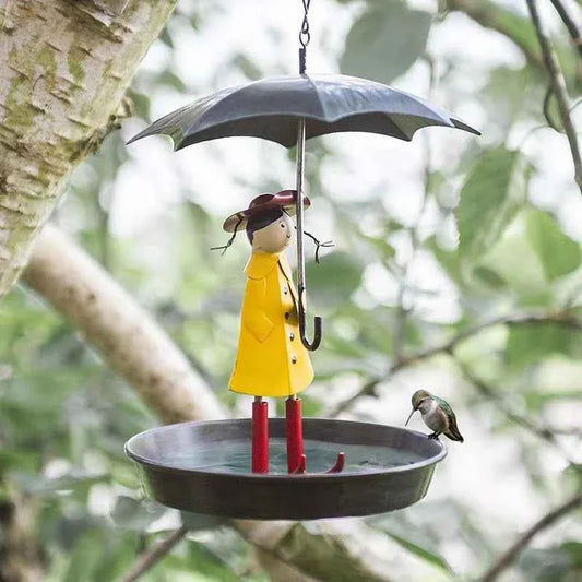 For Bird Bath Garden Decor Yard Decorations Hanging Bird Feeders For Outdoors Girl And Umbrella Hummingbird Feeder Tray Outside