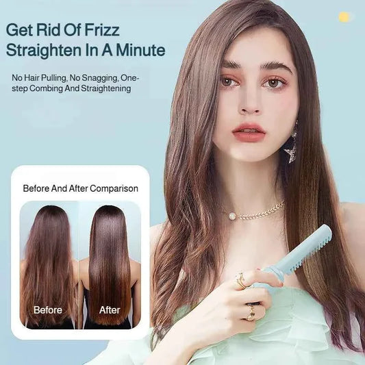 USB Wireless Hair Straightener with Curling and Straightening 2-in-1 Travel Portable Rechargeable Curling Iron for Less Frizz,
