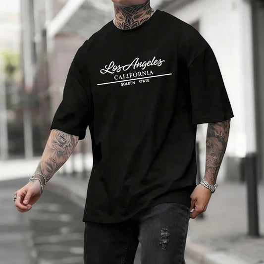 Mens T-shirt Cotton Printing Casual Short Sleeve Outdoors Gym Sports Jogging Tees Summer Plus Size Loose Thin T-shirt Streetwear