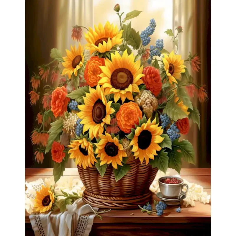 GATYZTORY Paint By Number yellow Flower Landscape Oil Painting On Canvas Floral Handmade Modern Diy Unique Gift