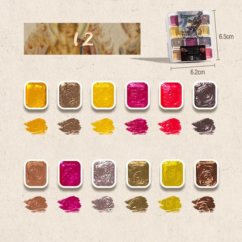 12/24/35/48Color Pearlescent Solid Watercolor Paint Multifunctional Painting Tool Set Painting Paint DIY Watercolor Sets