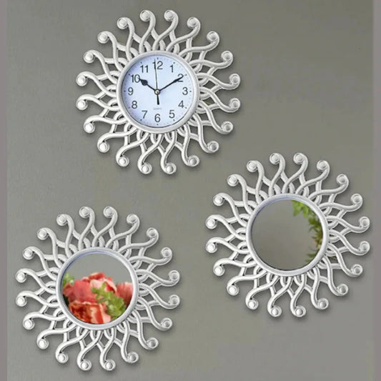 Best Sellers 3 Pcs European Elegant Luxury Hotel Bathroom Decorative Clocks Antique Gold Frame Round Creative Vintage Wall Clock