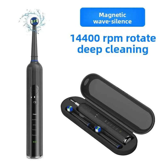 Rotating electric toothbrush with sonic vibration, multi-mode cleaning, dental care, convenient wireless charging