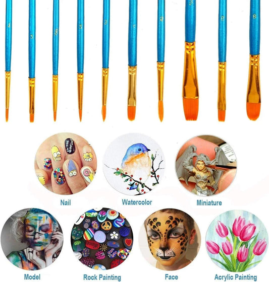 Acrylic Paint Brushes Set, 20Pcs Round Pointed Tip Artist Paintbrushes Body Face Nail Miniature Detailing Drawing Art Supplies
