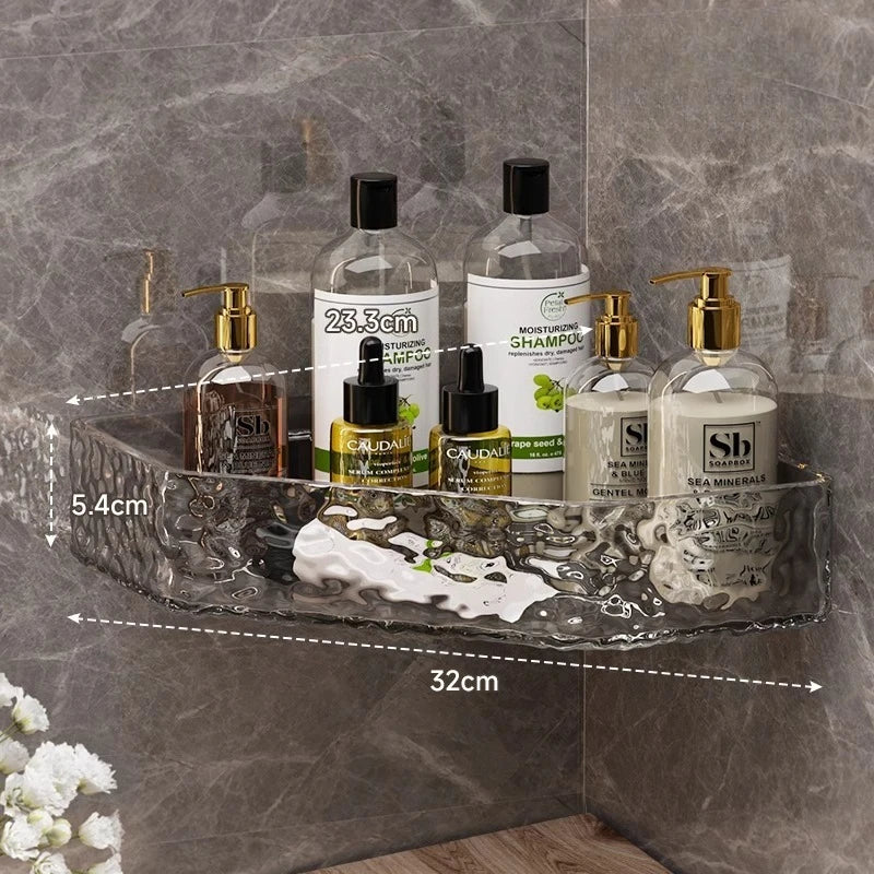 Wall Mount Corner Shelf Glacier Design Clear Bathroom Shelf for Shampoo Soap Storage Organizer Shower Caddy Bathroom Accessories