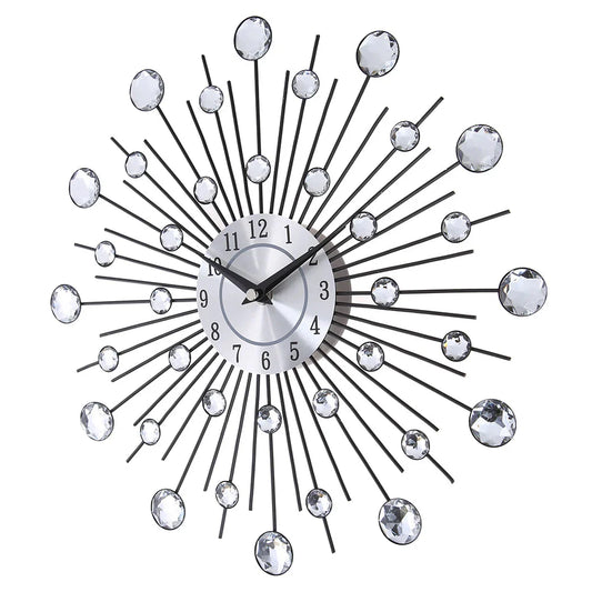 DIY Modern Design Large Wall Clock Quartz Movement Hanging Circle Decor Battery Powered Jeweled Artistic Clock for Living Room