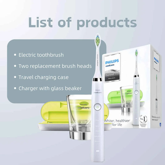 Philips Sonicare Diamond Clean HX9332 Electric Toothbrush Handle,Equipped with a travel charging case and two brush heads