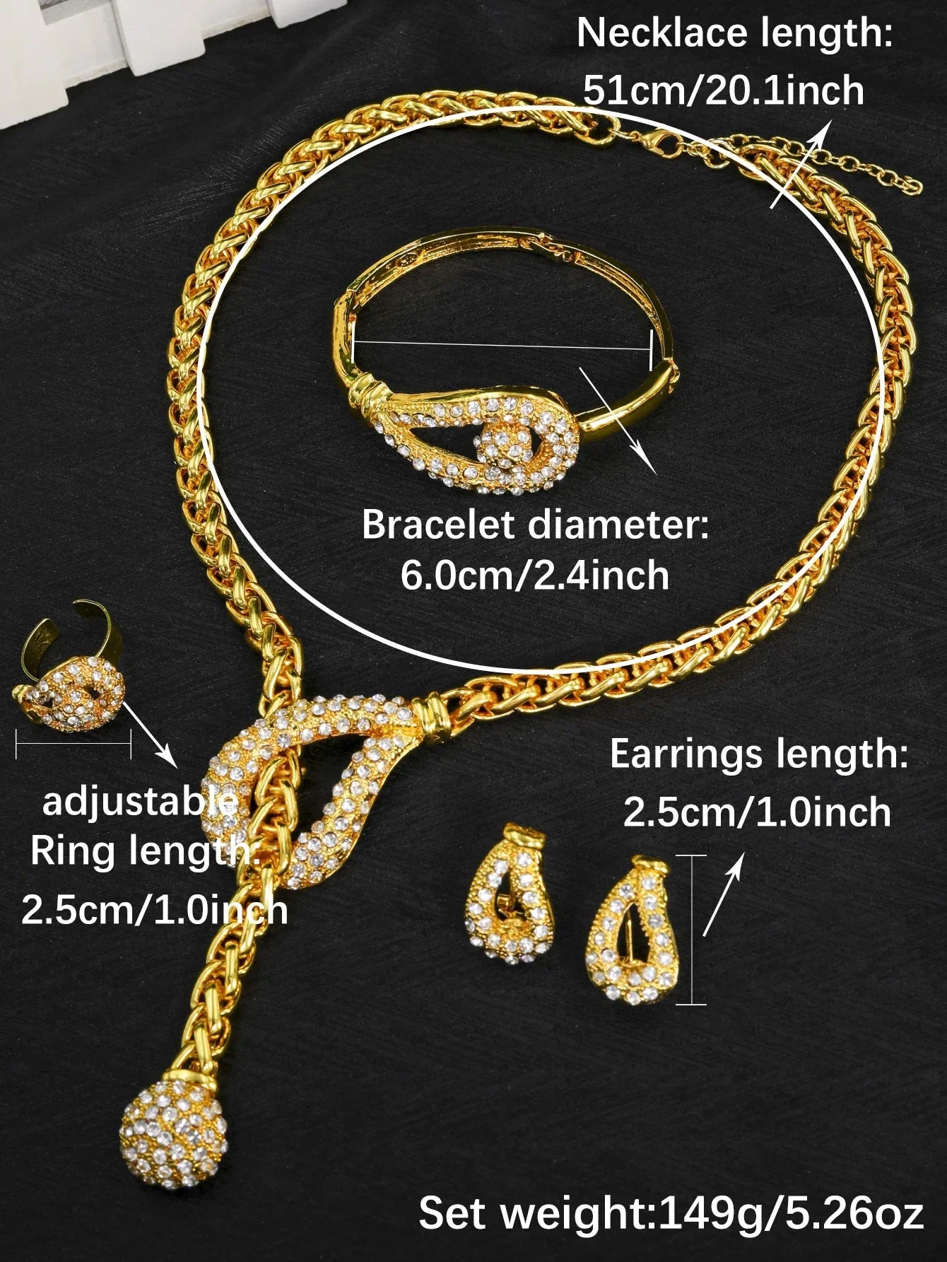 Dubai 24K Gold Plated Gold Women Jewelry Sets Classic Design Necklace Earrings Charm Bracelet Ring Banquet Party Jewelry