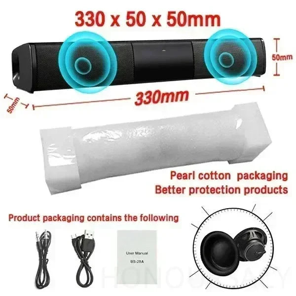 BS-28B High Quality Bluetooth Speaker High Power Wallmounted Wireless 40w Sound Bar Stereo Home Theater TV Strong Bass Sound Bar