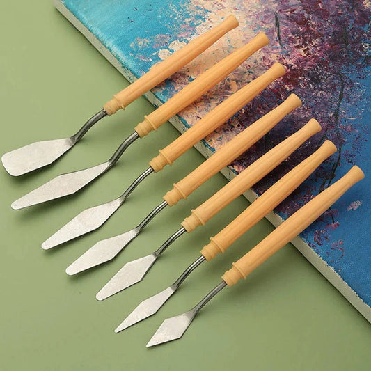Art Supplies 7Pcs/Set Stainless Steel Oil Painting Knives Artist Crafts Spatula Palette Oil Painting Mixing Knife Scraper