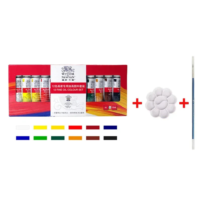 Winsor & Newton 12/18/24 Colors Professional Color Oil Paints 12ml Tube Painting Pigments With Brush And Palette Art Supplies