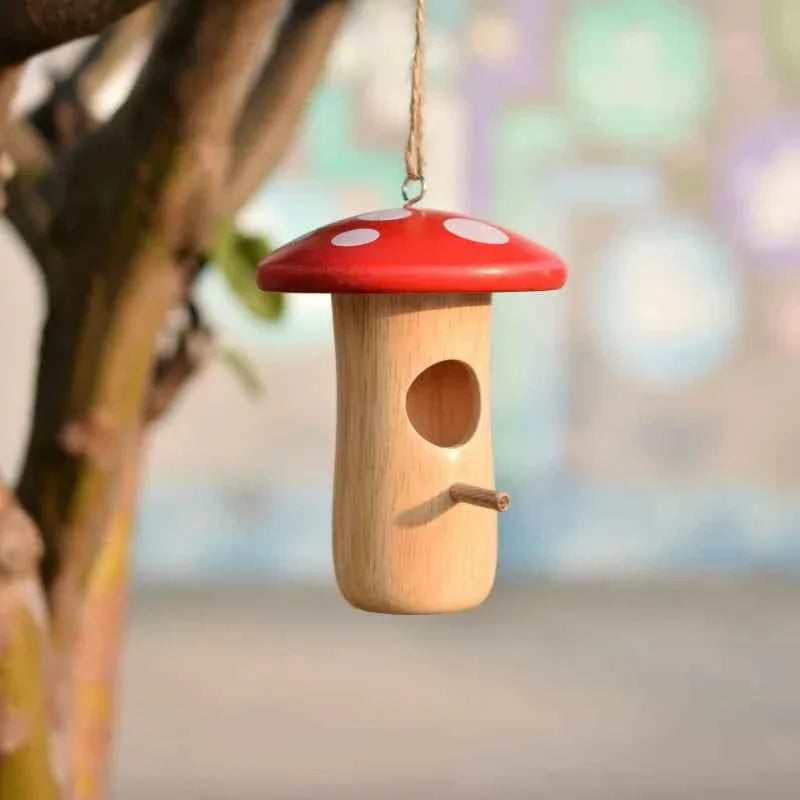 1Pc Outdoor Hummingbird House Natural Wooden Hanging Hummingbird Nest Wild Bird Feeder Outdoor Garden Yard Wooden Hanging Crafts