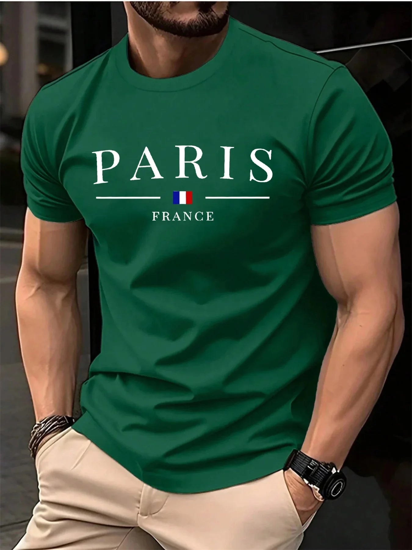 French Paris Print Men Women Pure Cotton T-shirt Popular Casual Fashion Trend Street Loose Sport Short-sleeve Adult Top Clothing